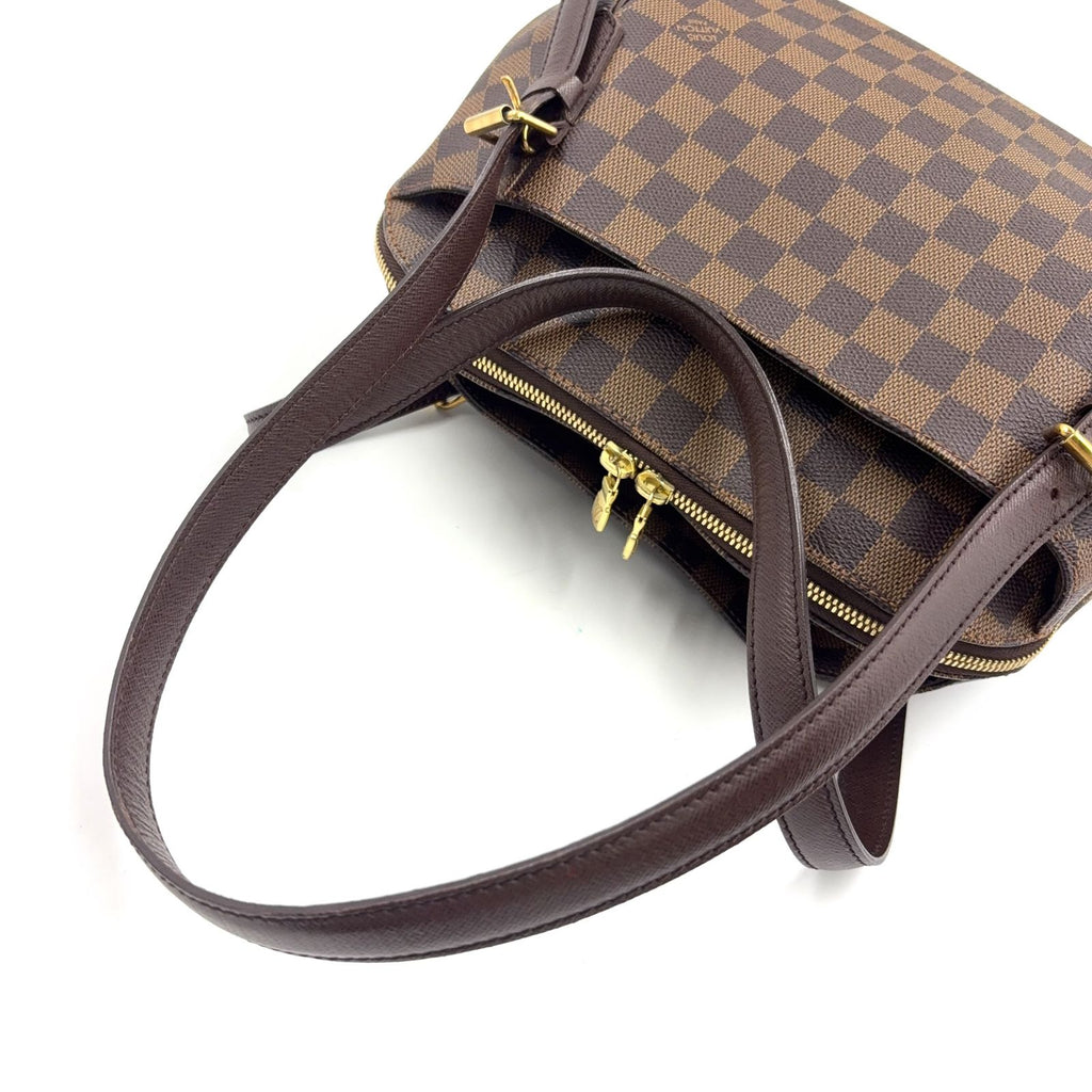 Louis Vuitton Belem Damier Ebene Leather Brown Shoulder Bag Gold — view 9