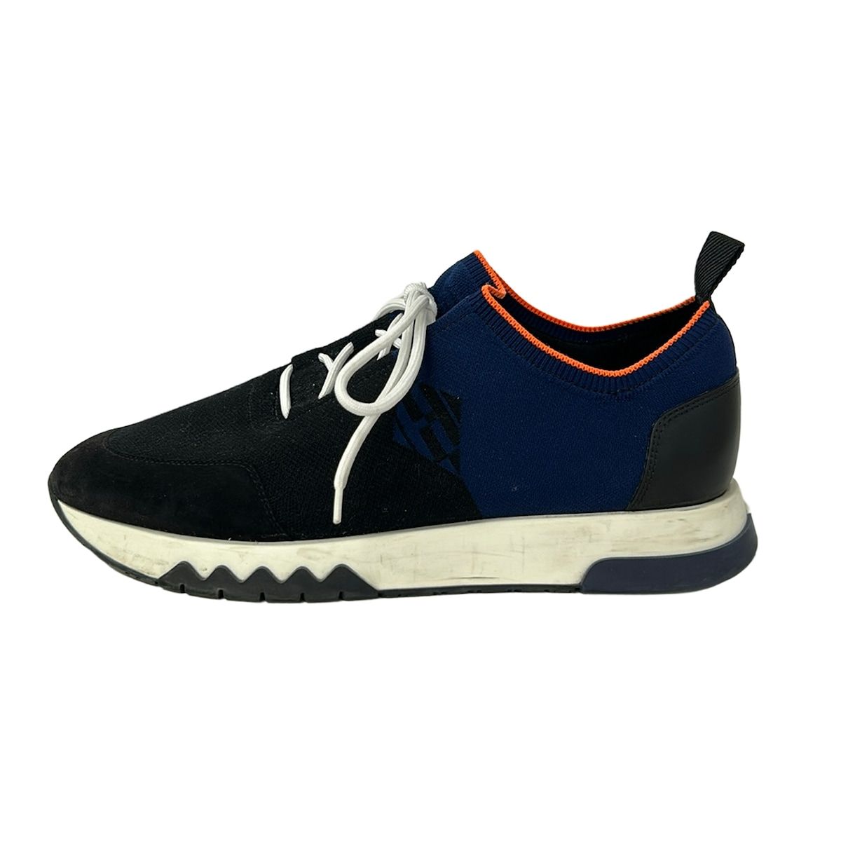 Hermes Sneakers 42.5 Exploit Black Navy Orange Knit Low