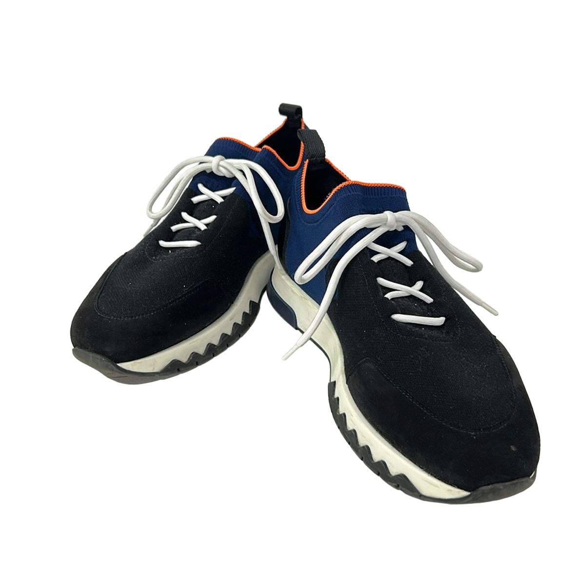 Hermes Sneakers 42.5 Exploit Black Navy Orange Knit Low — view 2