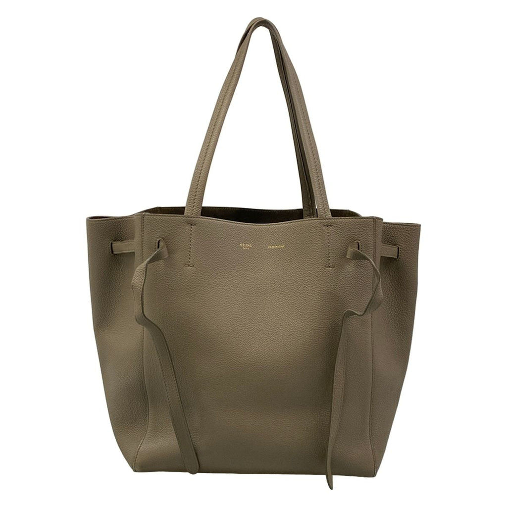 Celine Tote Cabas Phantom Small with Belt Gray Beige Leather