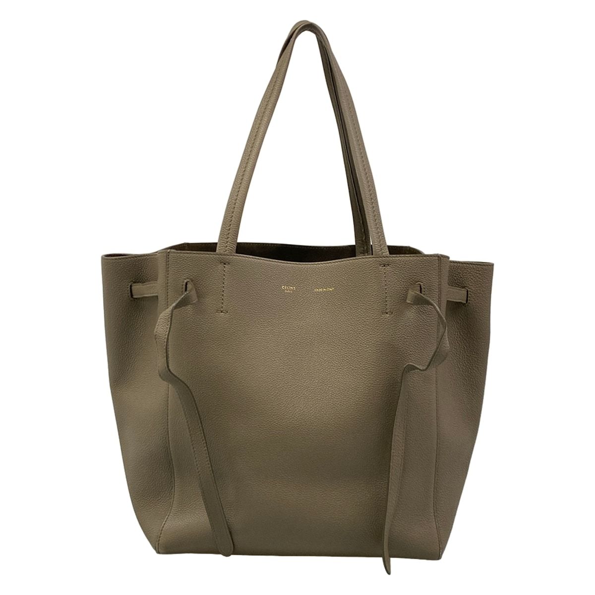 Celine Tote Cabas Phantom Small with Belt Gray Beige Leather