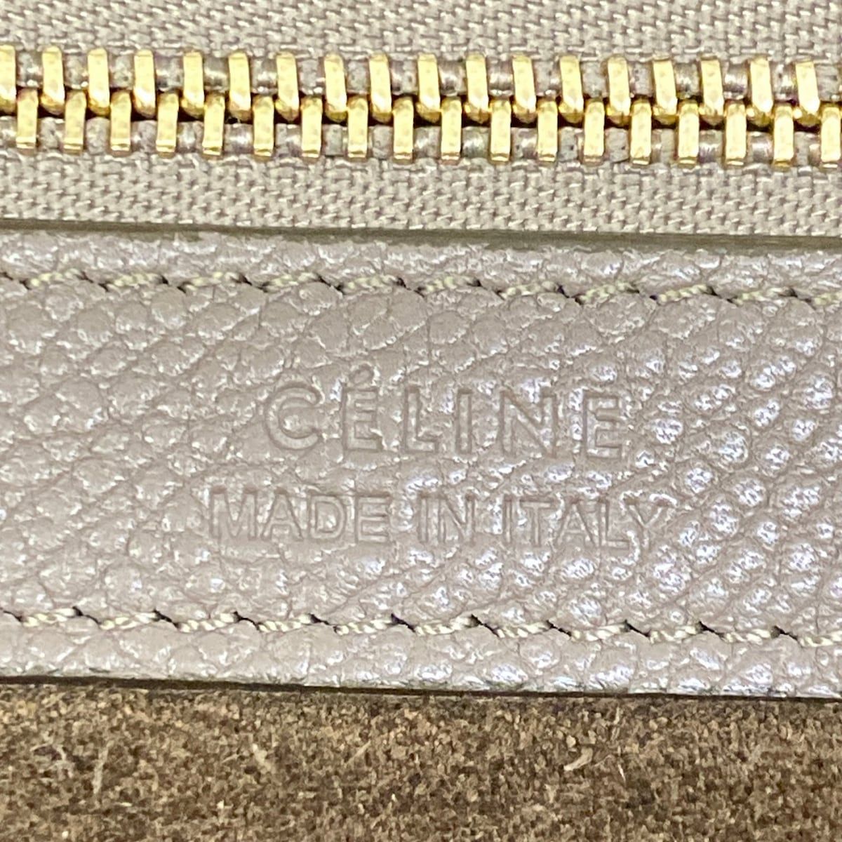Celine Tote Cabas Phantom Small with Belt Gray Beige Leather — view 9
