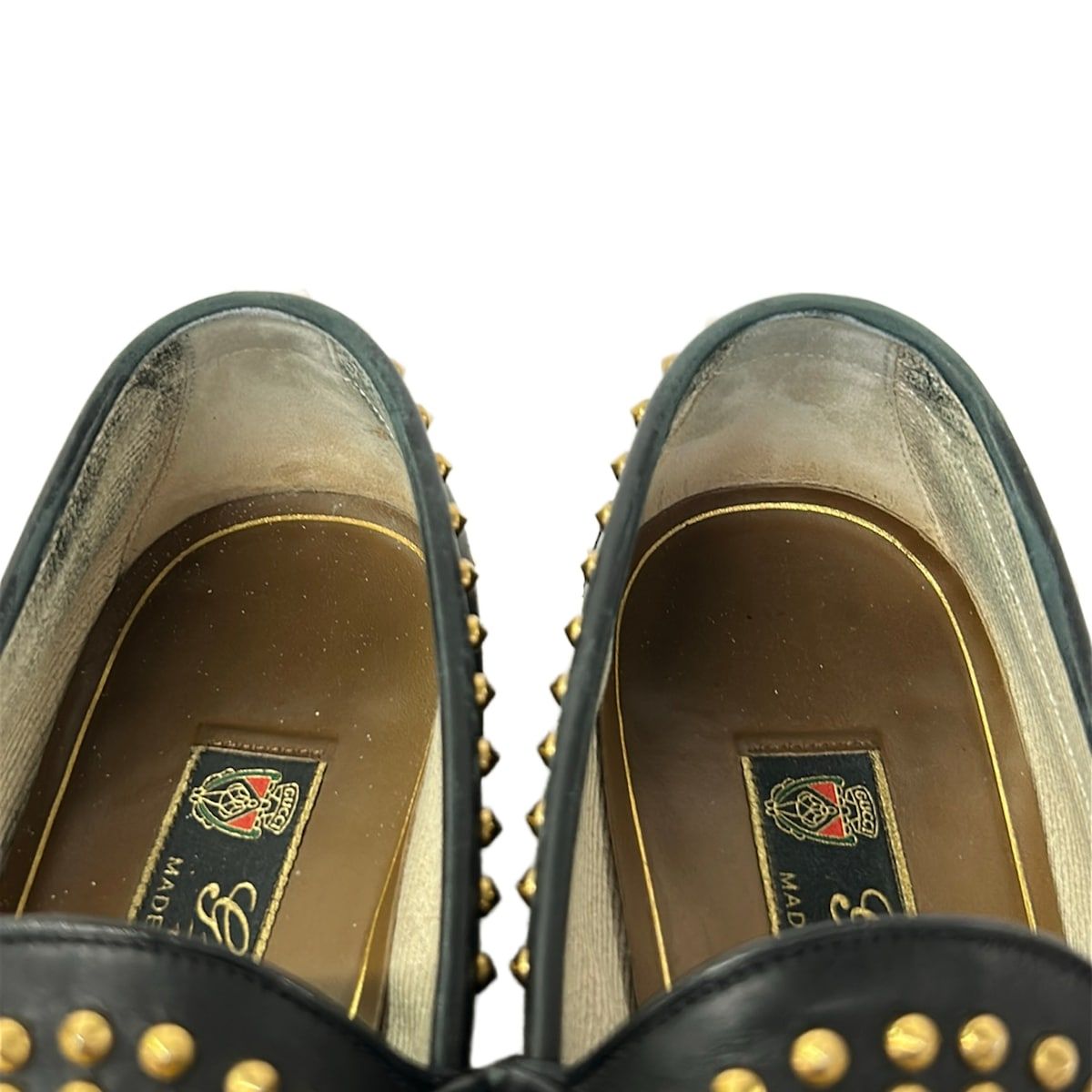 Gucci Loafers 6 Horsebit Black Studs 6 Leather — view 7
