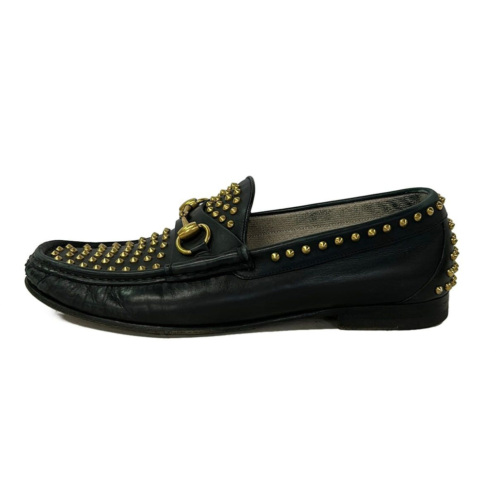 Gucci Loafers 6 Horsebit Black Studs 6 Leather