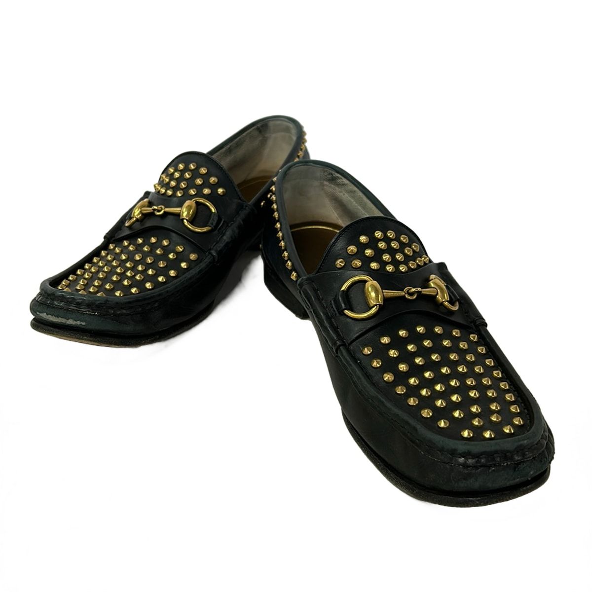 Gucci Loafers 6 Horsebit Black Studs 6 Leather — view 2
