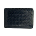 Bottega Veneta Card Case Navy Intrecciato Leather