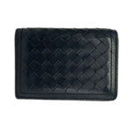 Bottega Veneta Card Case Navy Intrecciato Leather