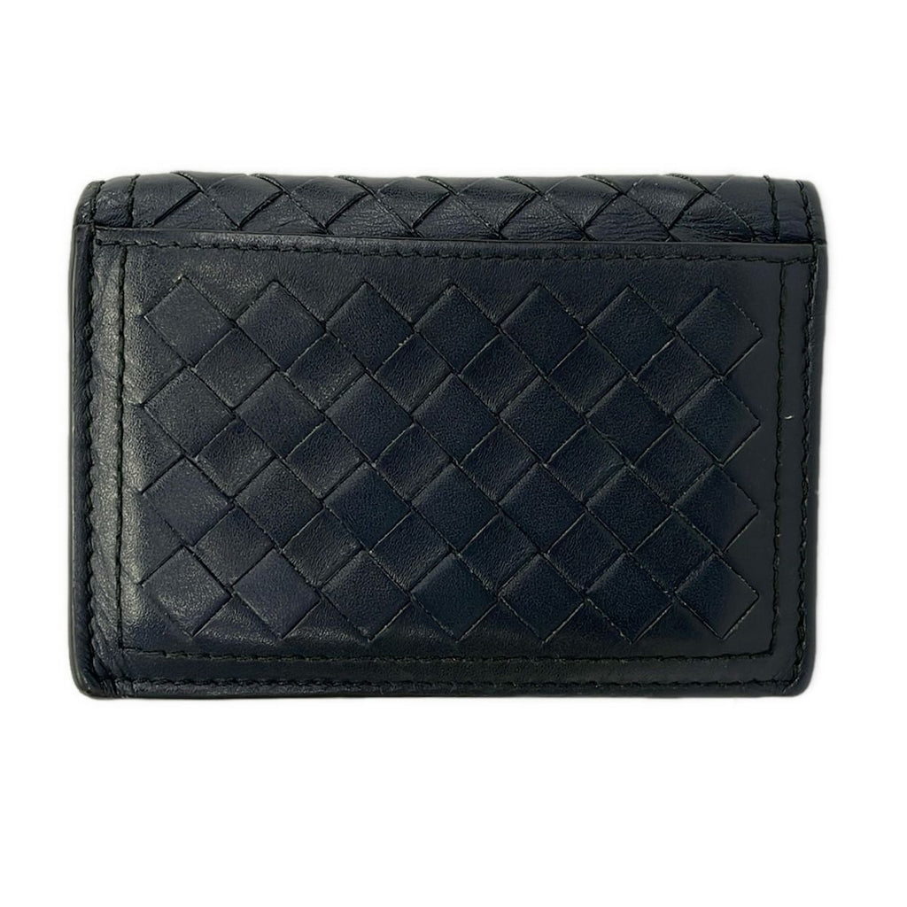 Bottega Veneta Card Case Navy Intrecciato Leather — view 2