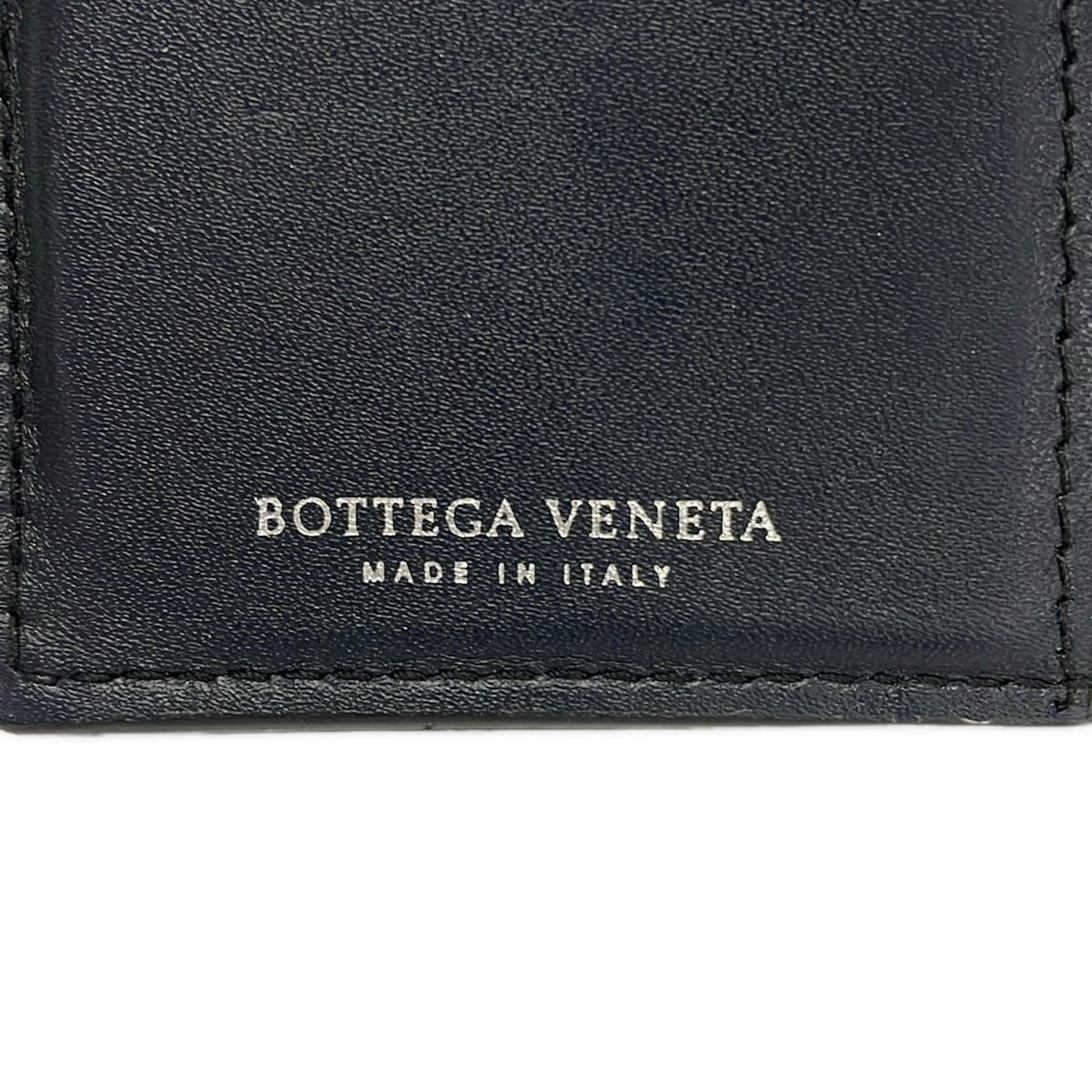 Bottega Veneta Card Case Navy Intrecciato Leather — view 4