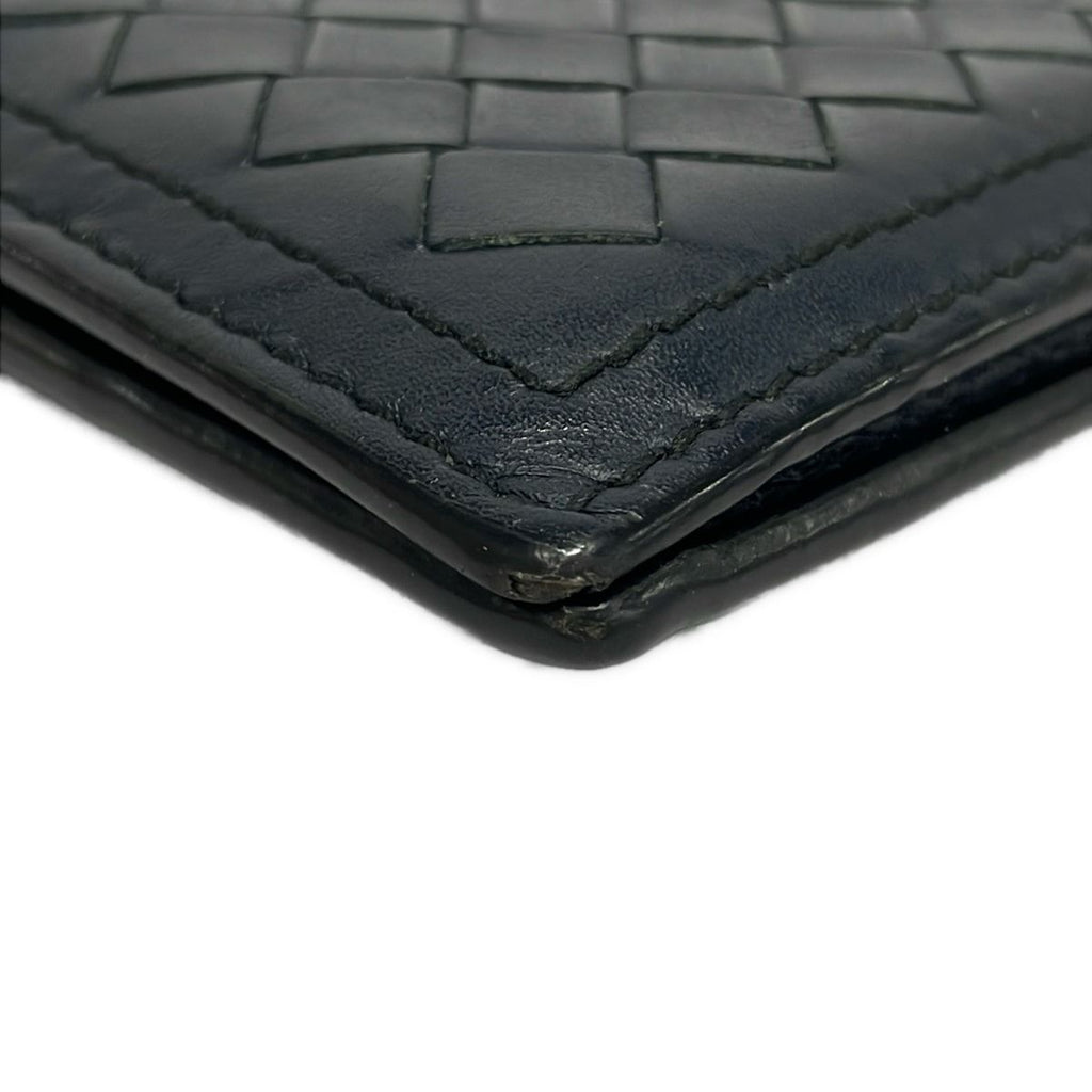 Bottega Veneta Card Case Navy Intrecciato Leather — view 5