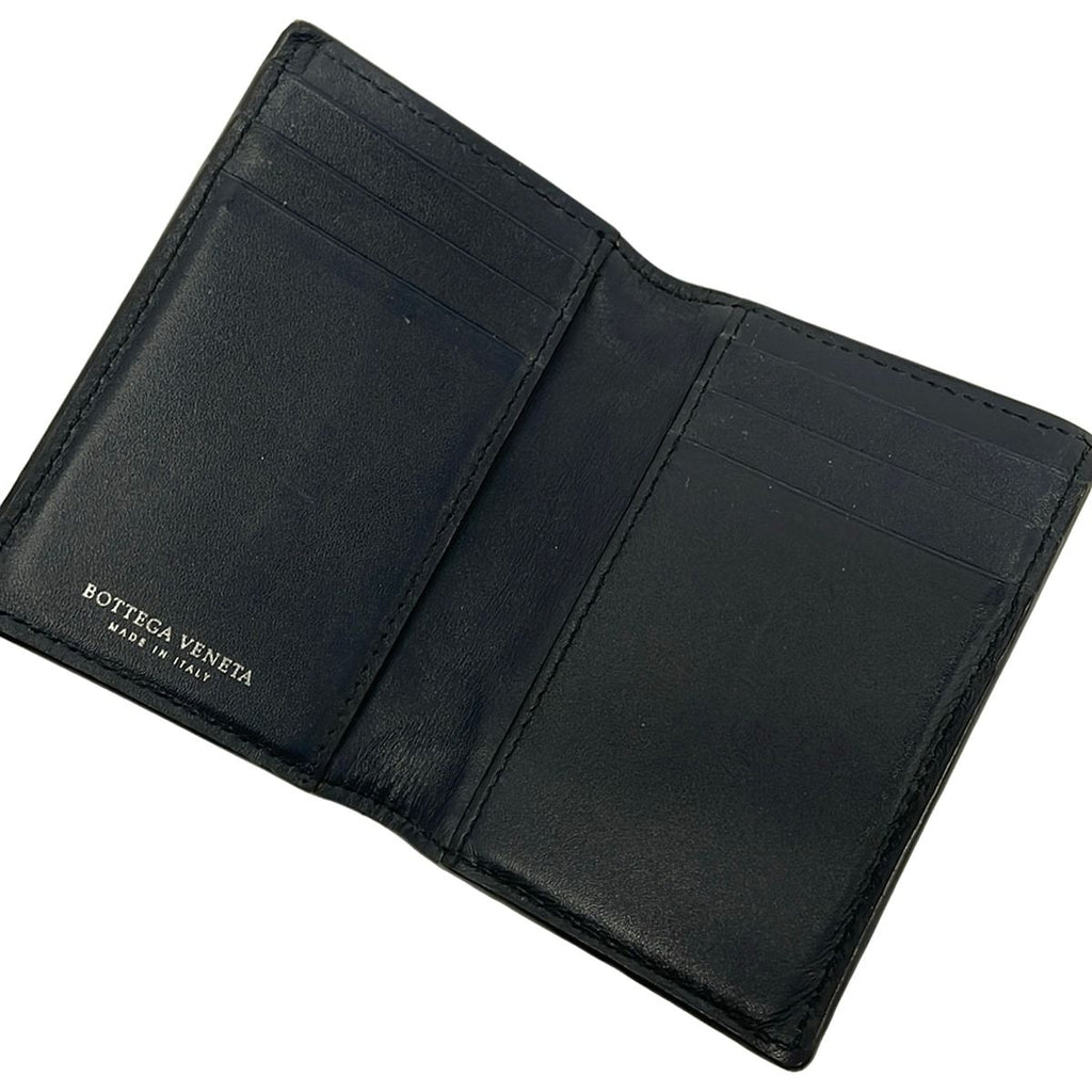 Bottega Veneta Card Case Navy Intrecciato Leather — view 3