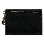 Dior Card Case Black Gold Cannage