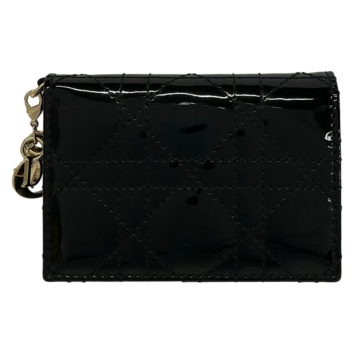 Dior Card Case Black Gold Cannage