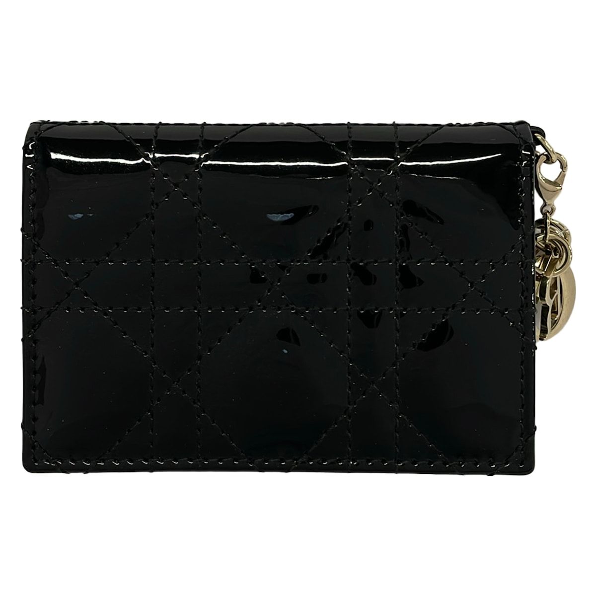 Dior Card Case Black Gold Cannage — view 2