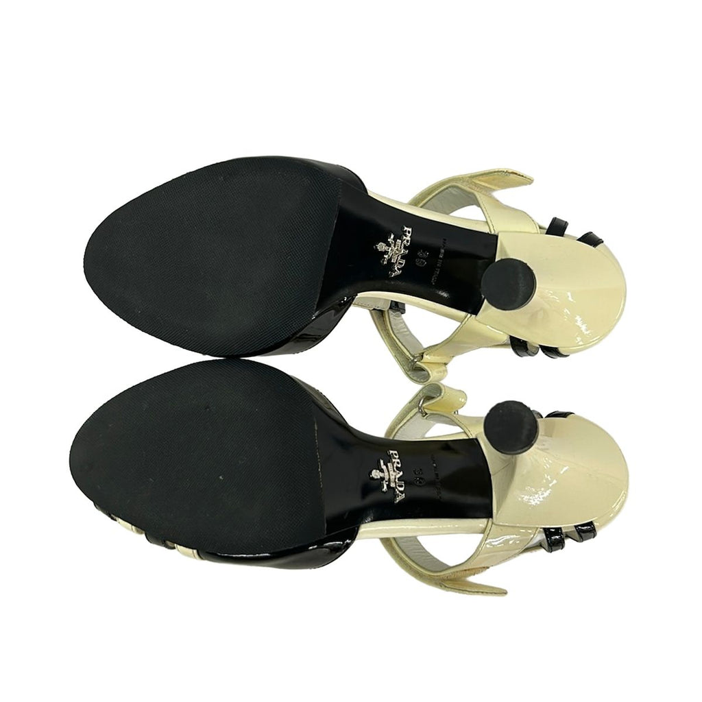 Prada Sandals 39 Black White Bicolor Leather — view 4
