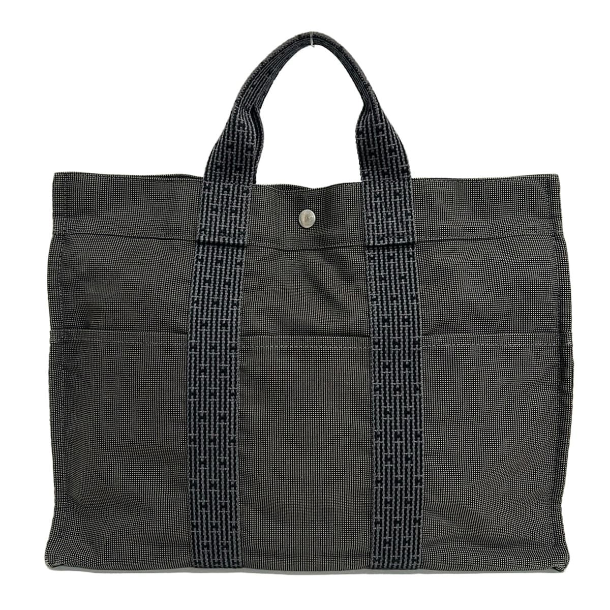 Hermes Tote Her Line Gray Black Vintage
