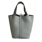 Hermes Box Picotin Lock PM Taurillon Clemence Leather Handbag Light Blue — view 3