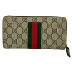 Gucci Wallet Web GG Supreme Canvas Zip Around Beige Dark Brown Multi — view 2