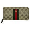 Gucci Wallet Web GG Supreme Canvas Zip Around Beige Dark Brown Multi