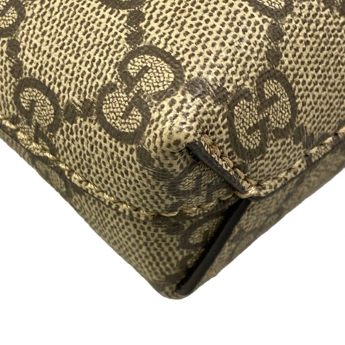 Gucci Shoulder Bag GG Supreme Interlocking Beige Dark Brown Leather — view 6