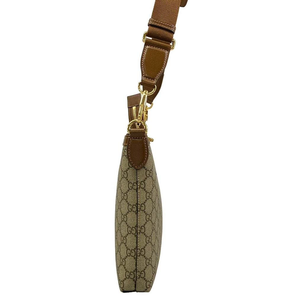Gucci Shoulder Bag GG Supreme Interlocking Beige Dark Brown Leather — view 2