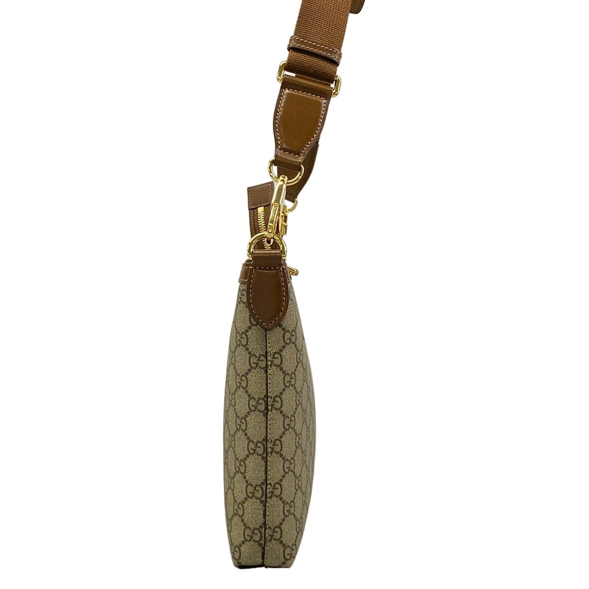 Gucci Shoulder Bag GG Supreme Interlocking Beige Dark Brown Leather — view 2