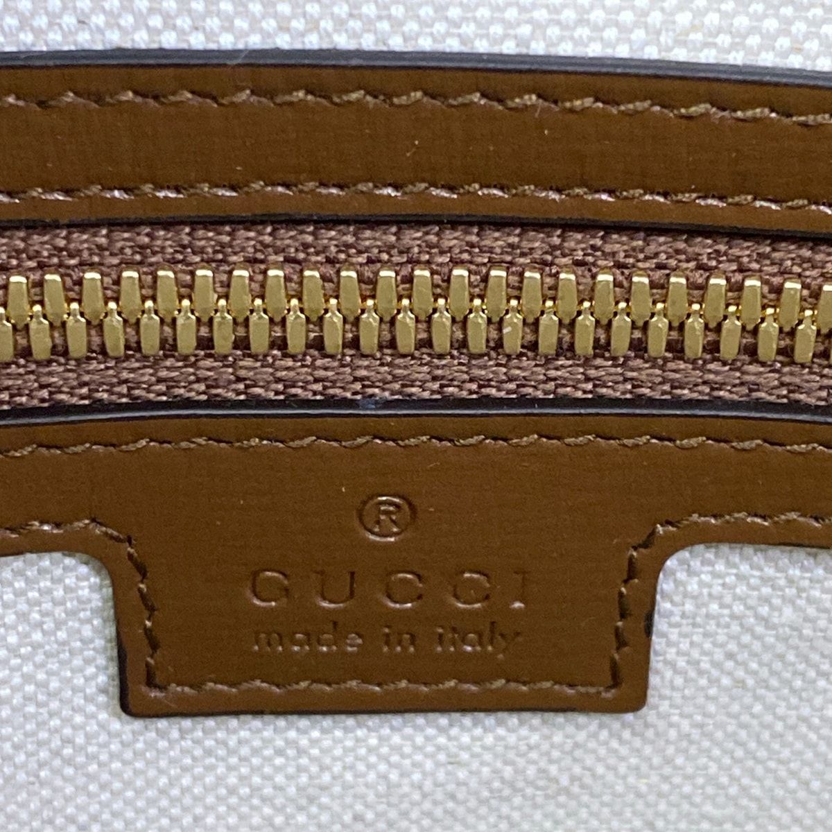 Gucci Shoulder Bag GG Supreme Interlocking Beige Dark Brown Leather — view 9