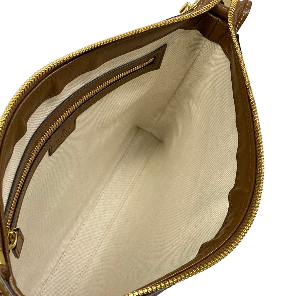 Gucci Shoulder Bag GG Supreme Interlocking Beige Dark Brown Leather — view 7