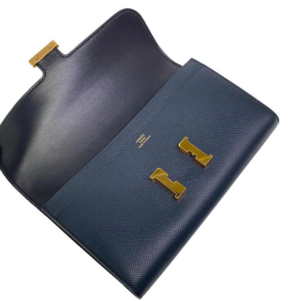 Hermes Wallet Constance Long Dark Navy Gold — view 3