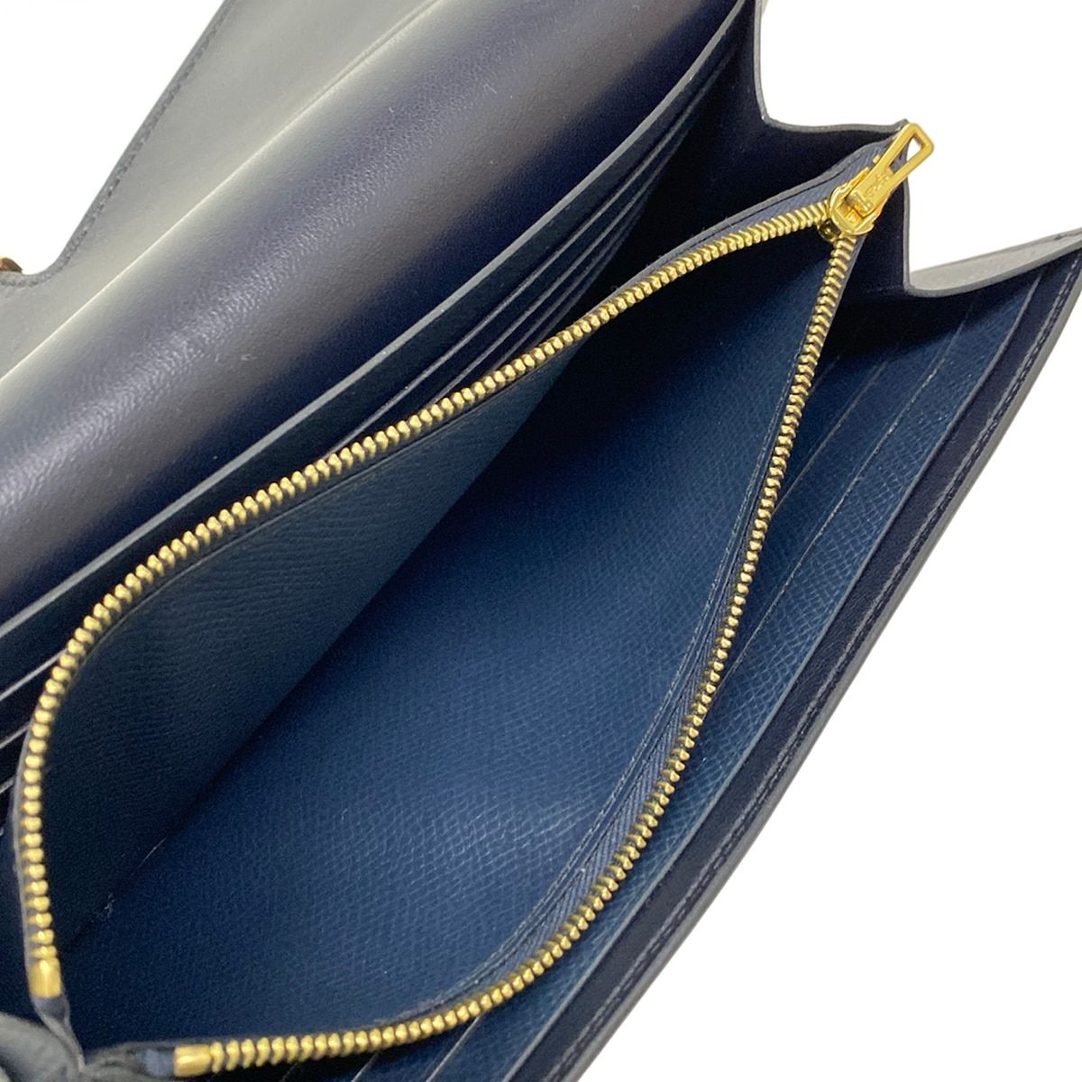 Hermes Wallet Constance Long Dark Navy Gold — view 5
