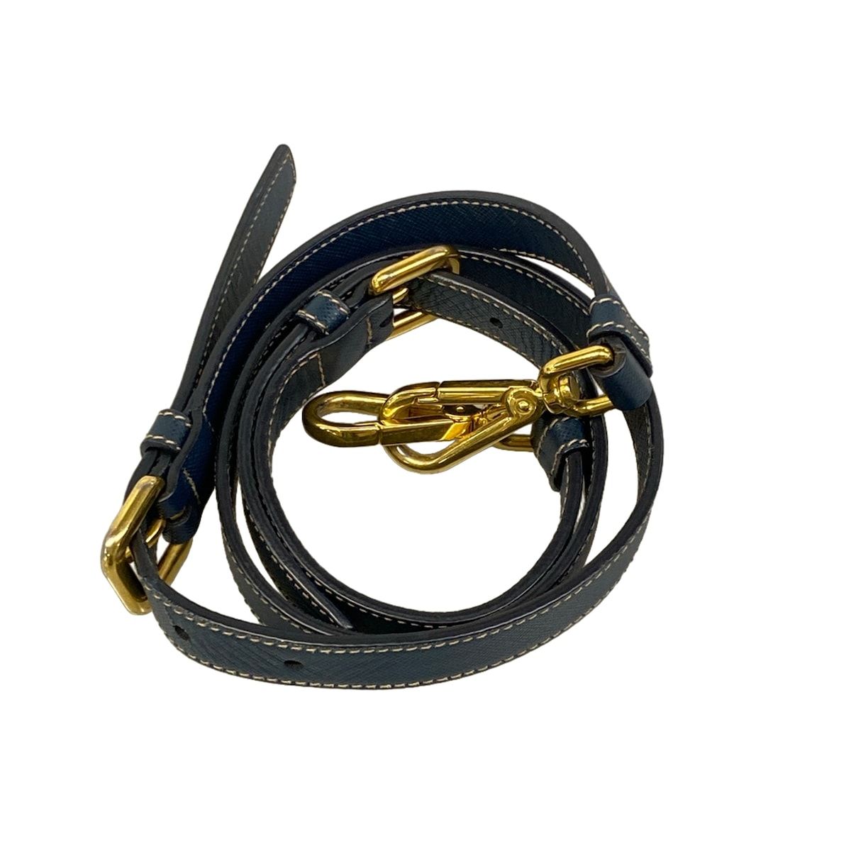 Prada Shoulder Bag Navy Blue Leather — view 9