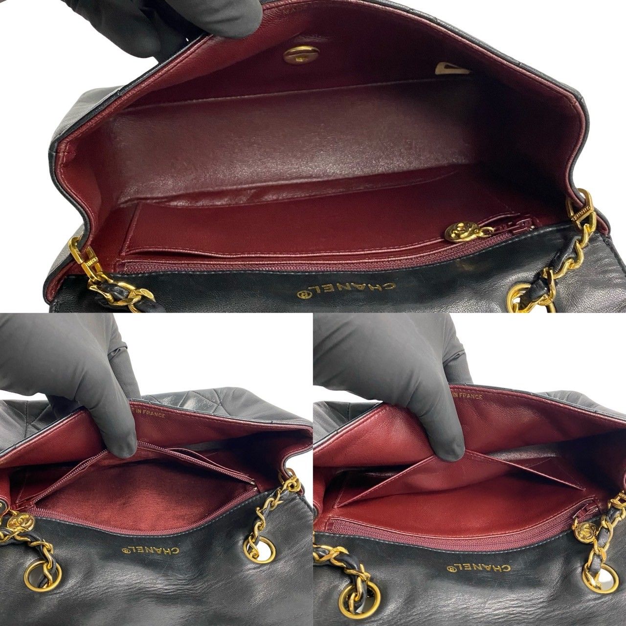 Chanel Vintage Quilted CC Logo Lambskin Leather Chain Shoulder Bag Black — view 9