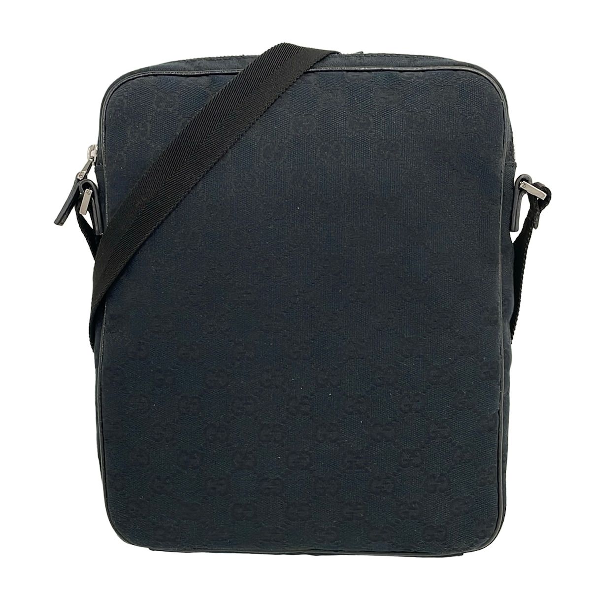 Gucci Shoulder Bag GG Pattern Black Leather