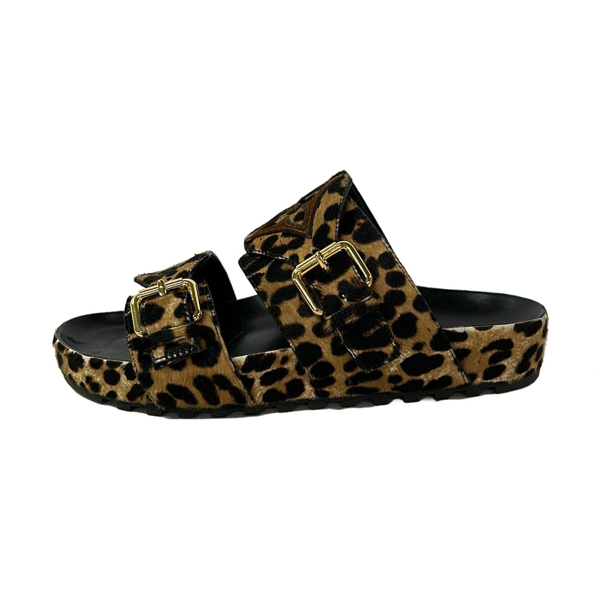 Louis Vuitton Mules 35 Bondia Line Beige Black Leopard Print
