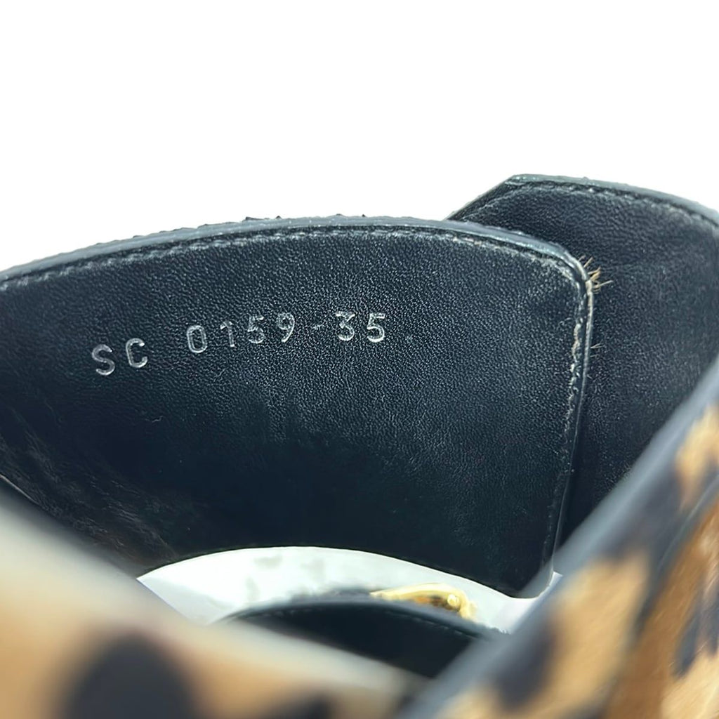 Louis Vuitton Mules 35 Bondia Line Beige Black Leopard Print — view 6