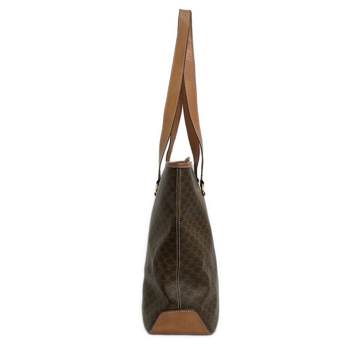Celine Shoulder Bag Macadam Pattern Dark Brown Light Leather — view 4