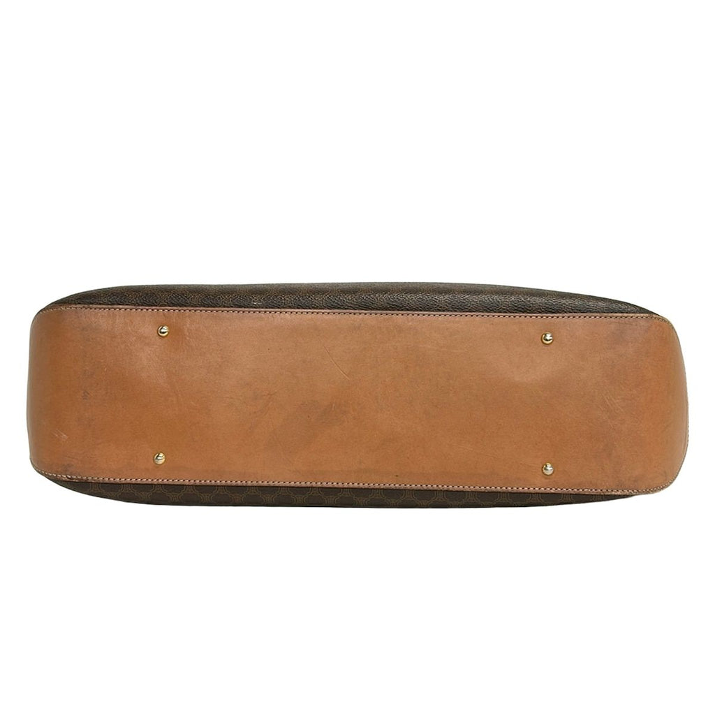 Celine Shoulder Bag Macadam Pattern Dark Brown Light Leather — view 5