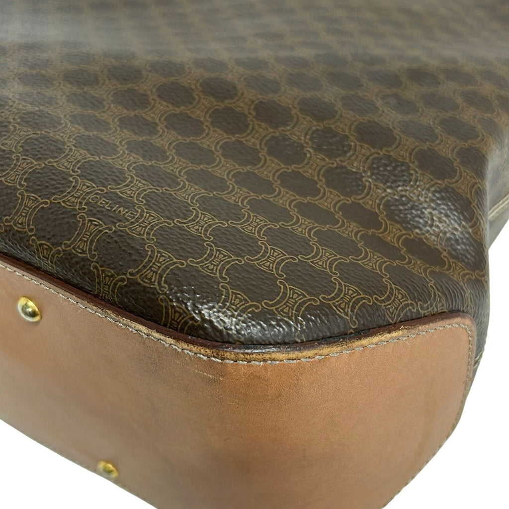 Celine Shoulder Bag Macadam Pattern Dark Brown Light Leather — view 6