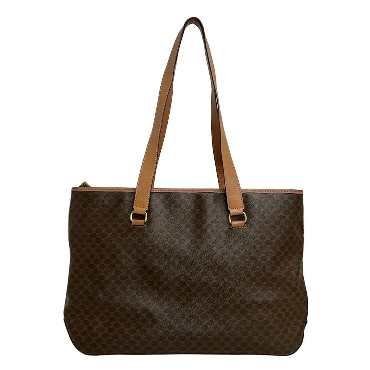 Celine Shoulder Bag Macadam Pattern Dark Brown Light Leather — view 3