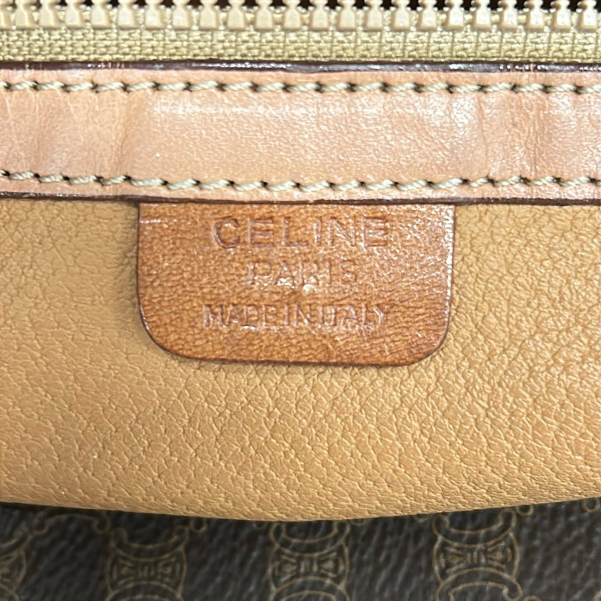 Celine Shoulder Bag Macadam Pattern Dark Brown Light Leather — view 8
