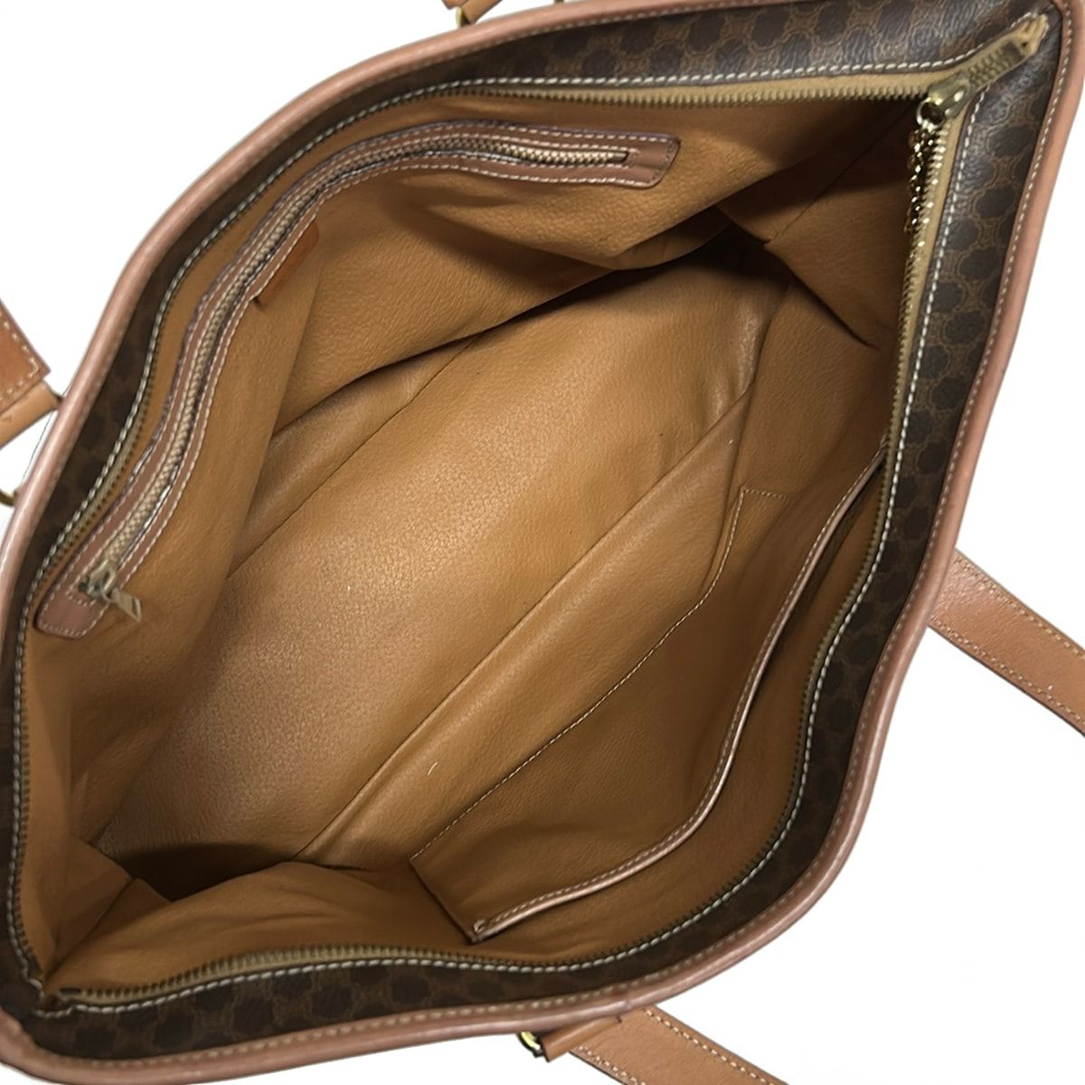 Celine Shoulder Bag Macadam Pattern Dark Brown Light Leather — view 7