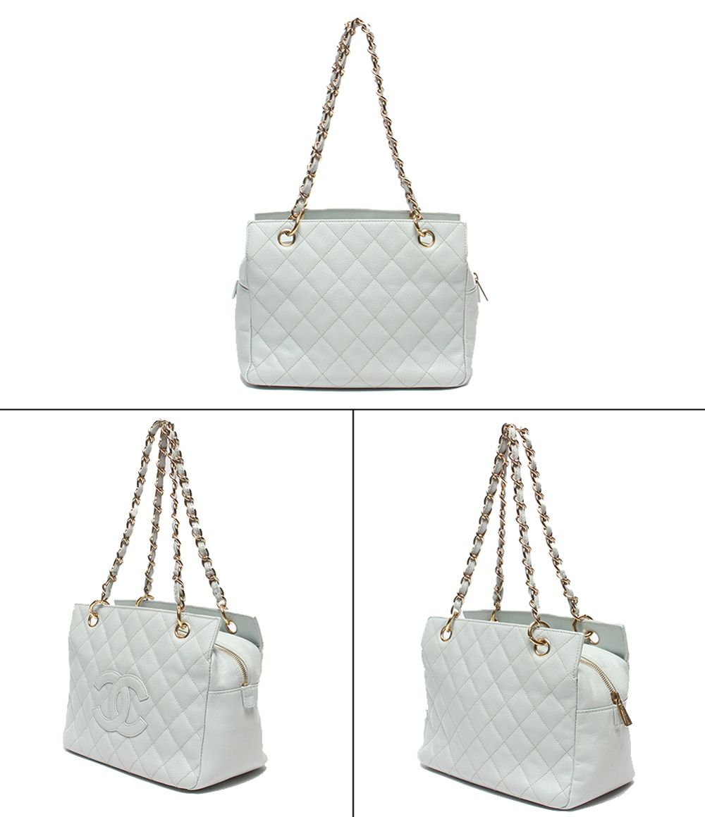 Chanel Chain Tote Shoulder Bag Gold Quilted CC Logo