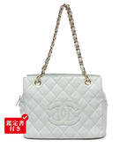 Chanel Chain Tote Shoulder Bag Gold Quilted CC Logo