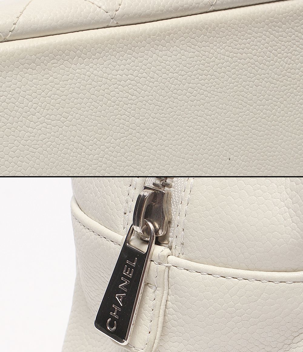 Chanel Chain Tote Shoulder Bag Silver Quilted CC Logo Caviar Leather — view 9