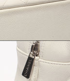 Chanel Chain Tote Shoulder Bag Silver Quilted CC Logo Caviar Leather — view 9