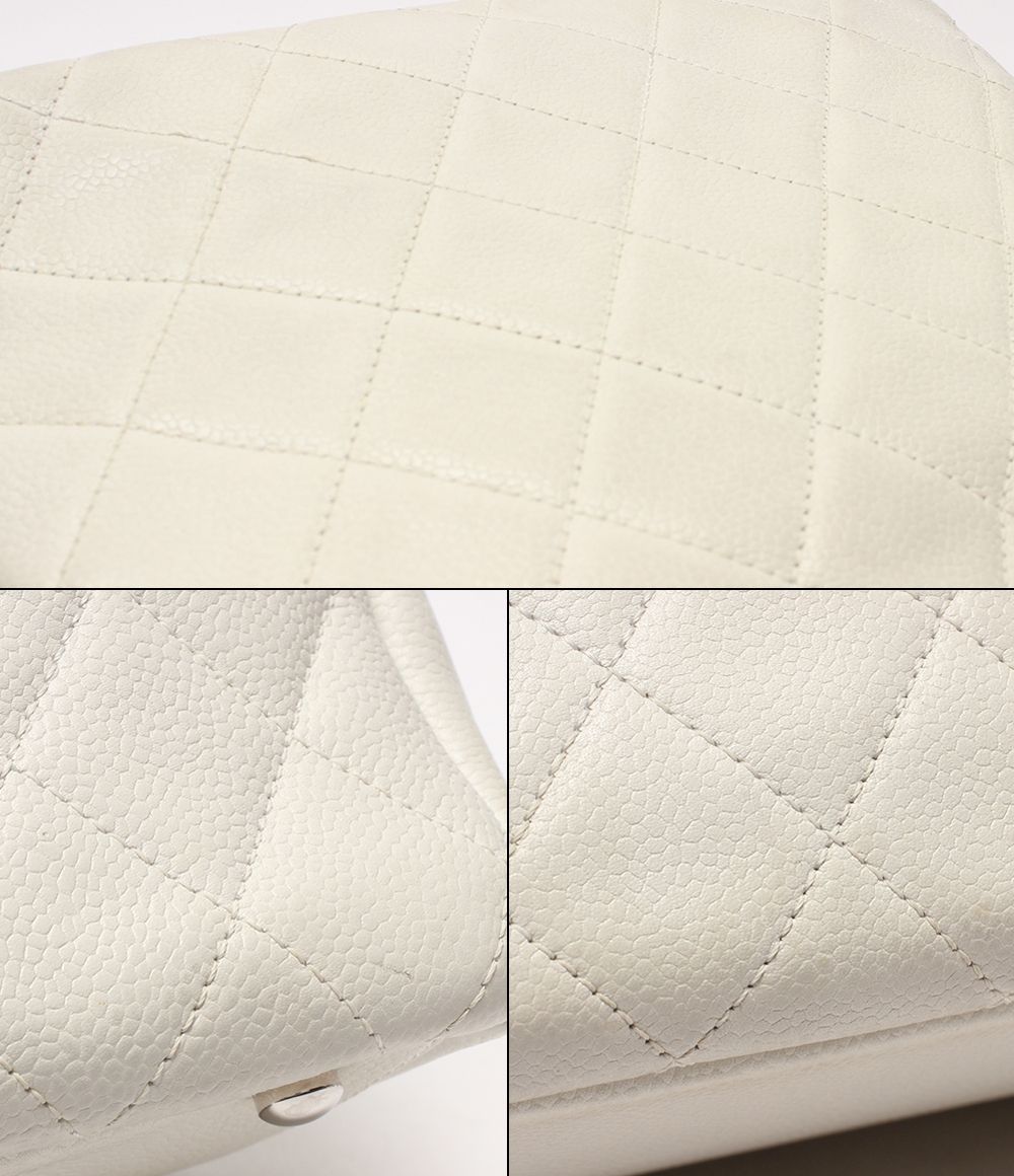 Chanel Chain Tote Shoulder Bag Silver Quilted CC Logo Caviar Leather — view 6