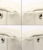 Chanel Chain Tote Shoulder Bag Silver Quilted CC Logo Caviar Leather — view 5