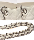 Chanel Chain Tote Shoulder Bag Silver Quilted CC Logo Caviar Leather — view 7