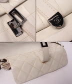 Chanel Chain Shoulder Bag Single Flap Silver Lambskin Choco — view 7