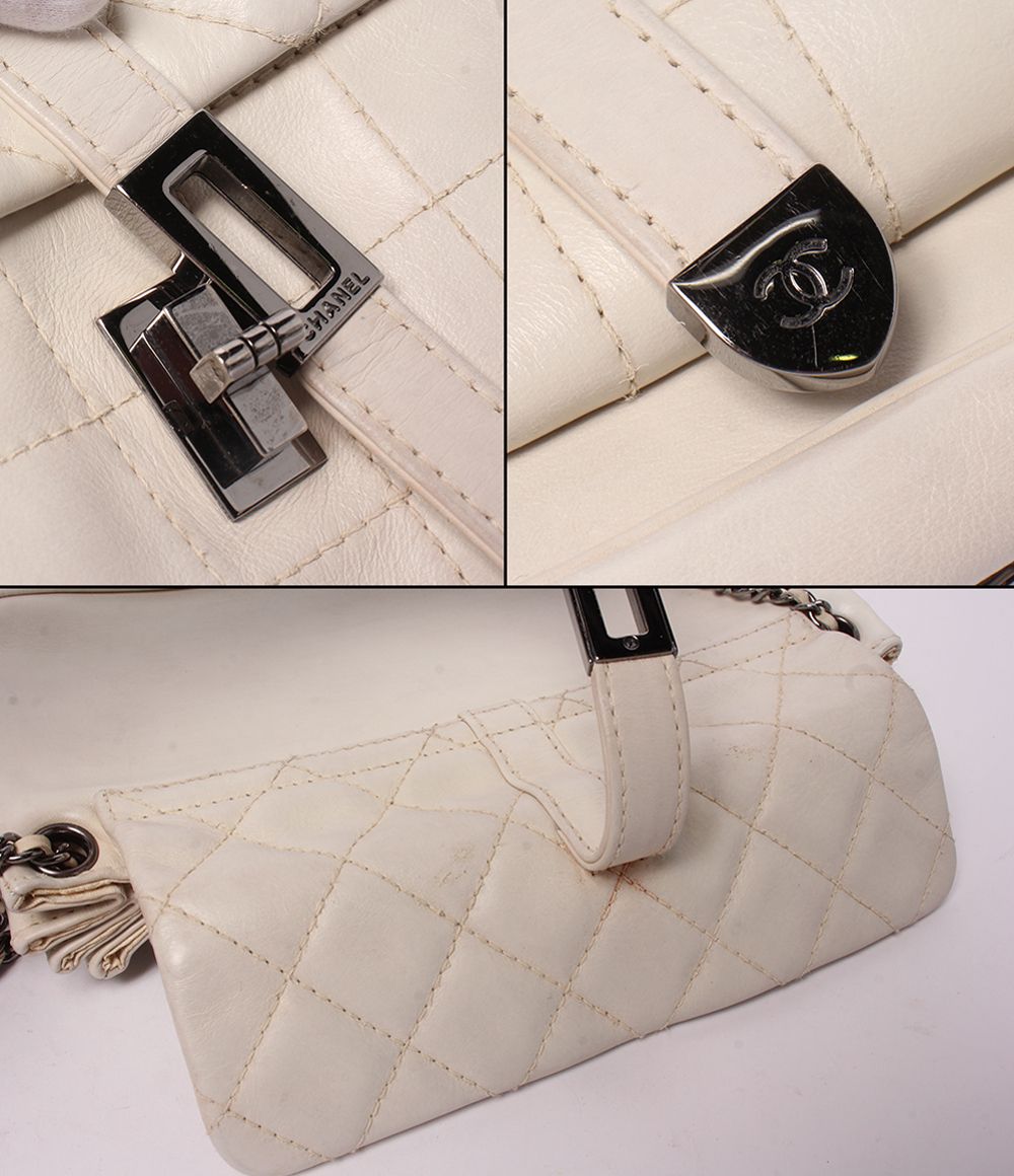 Chanel Chain Shoulder Bag Single Flap Silver Lambskin Choco — view 7